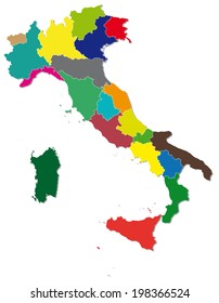 Detailed Map Italy Regions States Cities Stock Vector (Royalty Free ...