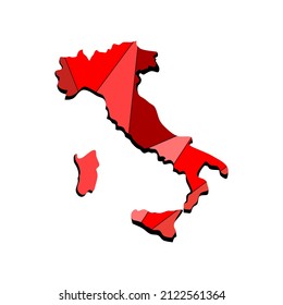 
Italia mapea un diseño 3d realista en rojo. Concepto de símbolo, uso en banners, en tipografía. Plantilla de mapa de país de Italia en 3d view, excelente ilustración vectorial para la pared.