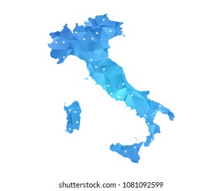 Italy Map - Abstract geometric rumpled triangular low poly style gradient graphic on white background , line dots polygonal design for your . Vector illustration eps 10.