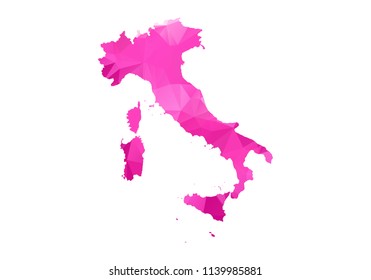 italy Map - Abstract geometric rumpled triangular low poly style gradient graphic on white background , line dots polygonal design for your . Vector illustration