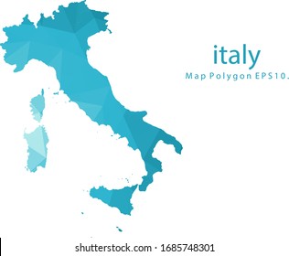 Italy Map Abstract geometric rumpled triangular low poly style gradient graphic on white background