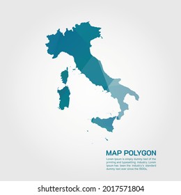 Mapa de Italia Resumen Gradiente de gradiente de bajo estilo de polo geométrico rugoso triangular sobre fondo blanco