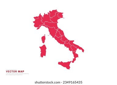 Italy Map - abstract style red isolated on white background for infographic, design vector.