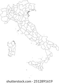 ITÁLIA MAP com as suas divisões administrativas e regiões
