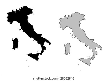 Italy map. Black and white. Mercator projection.