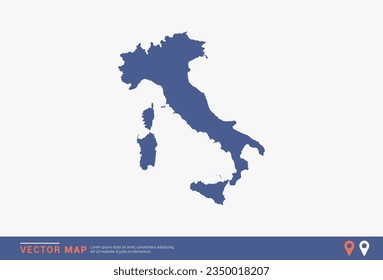 Italy Map - blue abstract style isolated on white background for infographic, design vector.