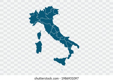 Italy map blue Color on Backgound png