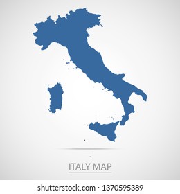 Italy map. Blue Italy map and Country name . Vector map on gray background. Symbol for your web site design map logo. app, ui, Travel vector eps10, concept Illustration.