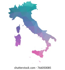 italy map. Blue and Pink polygonal shape vector illustration on white background. Vector illustration eps 10.