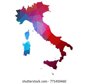 italy map. Blue and Red polygonal shape vector illustration on white background. Vector illustration eps 10.