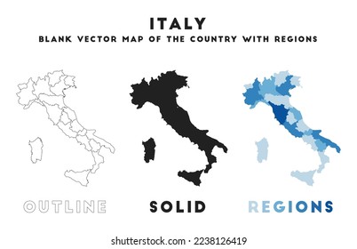 Italy map. Borders of Italy for your infographic. Vector country shape. Vector illustration.