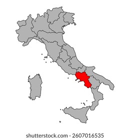 Italy map of Campania symbol shape, travel web flat concept icon web vector illustration .