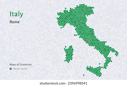 Italienische Karte mit der Hauptstadt Rom in einem Mosaikmuster