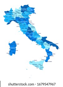 Mapa de Italia. Regiones de ciudades Ejemplo vectorial
