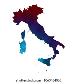 Italy map - Colorful Polygonal map of Italy rumpled triangular low poly style gradient graphic background , Vector illustration eps 10.