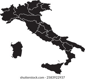 Italy map country nation detailed silhouette Geography Cartography isolated graphic design