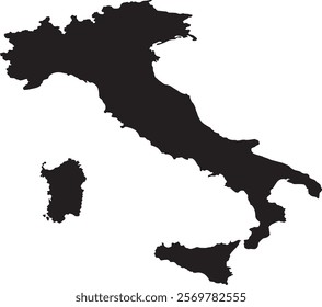 Italy map country vector black silhouette illustration graphic design
