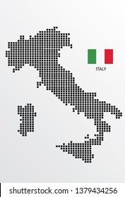 Italy map design square with flag Italy. 