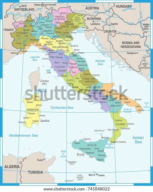 Italy Map Detailed Vector Illustration Stock Vector (Royalty Free ...