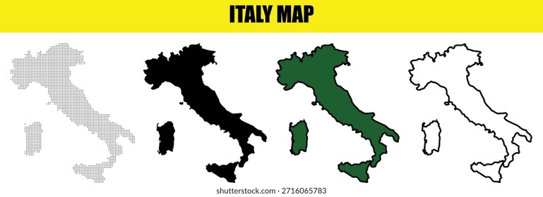 Mapa de Italia en diferentes estilos y colores ilustración geográfica