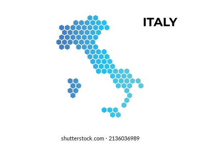 Italy map digital hexagon shape on white background vector illustration