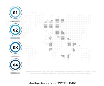 Mapa italiano de puntos grises para la presentación. Concepto creativo para infografía.
