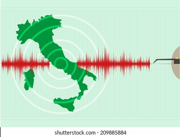 Italy Map Earthquake Vector