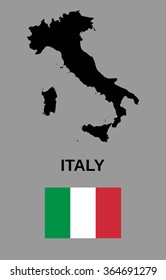 Italy - map and flag