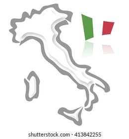 Italy map, with its flag
