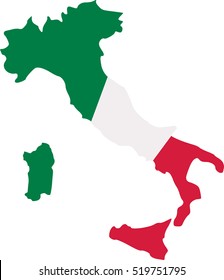 Italy map with flag