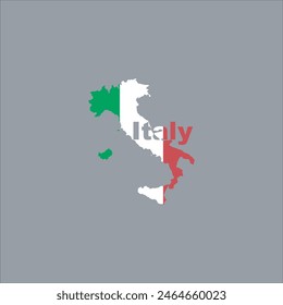 Italy map and flag color design on gray background