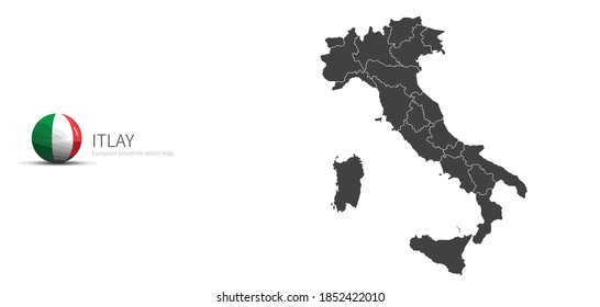 Italy Map and Flag Icon
Map of European countries.
