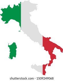 Italy map with flag illustration,textured background, Symbols of Italy - Vector