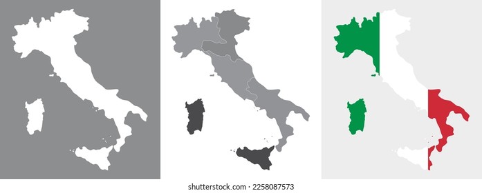 Italy map with flag inside