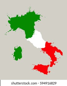 Italy map with flag inside. 