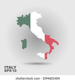 Italy map with flag inside. Vector liiustration