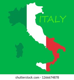 Italy map with flag inside, italy map vector, map vector