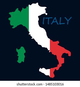 Italy map with flag inside, italy map vector, map vector