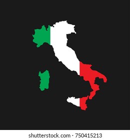 Italy map with flag inside, italy map vector, map vector