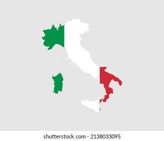 Italy Map Flag. Map of the Italian Republic with the Italian country banner. Vector Illustration.