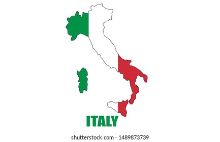 Italy map with flag Vector eps10