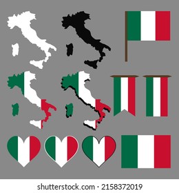 Italy. Map and flag of Italy. Vector illustration.