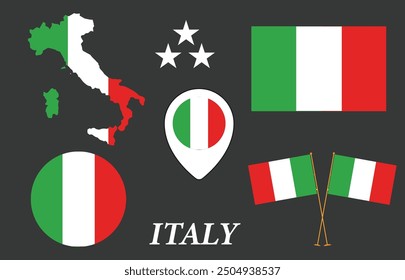  Italy Map Flag vector illustration 