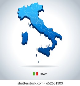 Italy map and flag - vector illustration