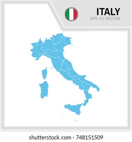 Italy map and flag in white background