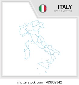 Italy map and flag in white background