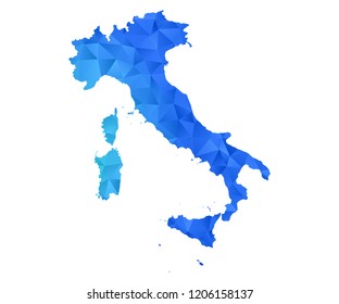 Italy map in geometric blue polygonal style modern design on white background. Vector illustration.