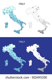 Italy map in geometric polygonal style. Abstract gems triangle.