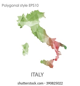 Italy map in geometric polygonal style.Abstract triangle,modern design background.