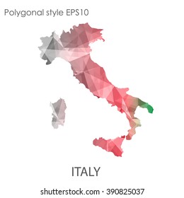 Italy map in geometric polygonal style.Abstract triangle,modern design background.